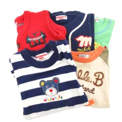 ミキハウス mikihouse 5点セット Tシャツ カットソー 半袖 長袖 100 110 赤 レッド 紺 ネイビー 緑 グリーン ベージュ /AE ■EC