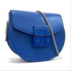 フルラ メトロポリス ショルダーバッグ ミニ 肩掛鞄 斜め掛け ブルー 青 blue ゴールド レザー 本革 チェーン フラップ FURLA