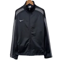 ナイキ トラックジャケット Lサイズ ブラック スウッシュ ロゴ 刺繍  裾 ドローコード付 NIKE バック 刺繍 ラグラン ジャージ スポーツウェア 00s モノトーン 古着 N111