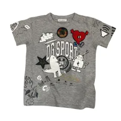 美品 DOLCE&GABBANA ドルチェ&ガッバーナ ワッペン プリント 半袖 Tシャツ カットソー キッズ 子供服 18-24 グレー キッズ 古着 中古 USED