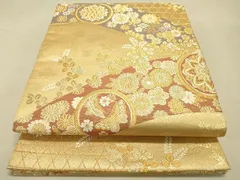 平和屋着物○両面 六通柄 京袋帯 市松吉祥文 金糸 CAAT8054hy