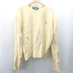◇ ⊇ Polo by Ralph Lauren ロゴ刺<!-利用不可文字-!> 長袖 ニット セーター サイズXL イエロー系 レディース メンズ E  【1502180076640】