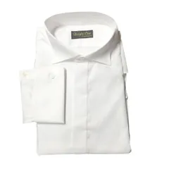 【フォーマル】ボタン隠れ ウィングカラー ダブルカフス ドレスシャツ 正装