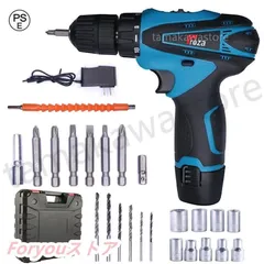 電動ドライバー 充電式 小型 12V大容量バッテリー トルク32N.m 無断変速 正逆切替 18+1段階トルク調節 電動ドリル DIY家具組み立て電動工具のサムネイル