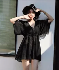 水着 レディース 体型カバー タンキニ ショートパンツ 3点セット パンツ型ショーツ ショーパン 透け トップス付き Vネック 20代 30代 40代 ママ水着 お洒落 太もも カバーアップ ビキニ 海 セクシー 黒 ブラック 韓国風 大人 df002x1