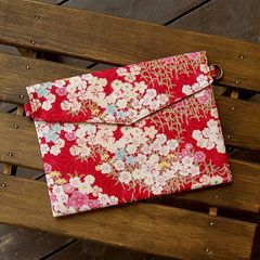 御朱印帳袋（ご朱印帳ポーチ） 麻の葉撫子(赤)