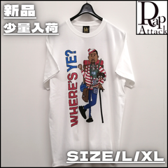 【新作】【RAP ATTACK／ラップアタック・Where's Ye? Tee（ホワイト）】カニエ ウォーリー HIPHOP ラッパー ストリートファッション カジュアル B-BOY ユニセックス メンズライク 新品未使用 少量入荷 RASA25-ST002