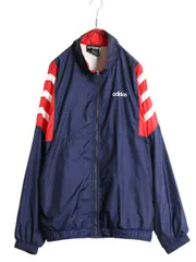 【お得なクーポン配布中!】 90s アディダス ナイロン ジャケット メンズ XL 古着 オールド フルジップ 大きいサイズ ブルゾン ウインドブレーカー ハイネック 3ライン