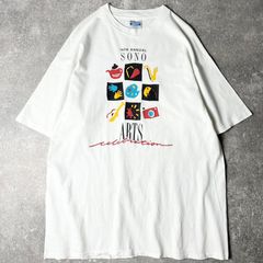 90s USA製 アート プリント 半袖 Tシャツ XXL / 90年代 アメリカ製 オールド シングル ステッチ ホワイト 白