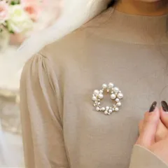 【お急ぎ】パールブローチ　直径約5センチ　ゴールド　セレモニー　入園式　入学式　卒業式　土日祝配達あり