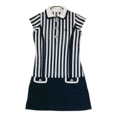 サイズ：M LE COQ GOLF ルコックゴルフ  半袖ポロ ワンピース ストライプ柄 ブラック系 [240101542751] ゴルフウェア レディース ストスト