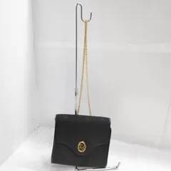 h59783 ChristianDior クリスチャンディオール　ゴールド　ロゴ ショルダーバッグ　  ヴィンテージ ナイロン×レザー チェーン レディース ブラック系