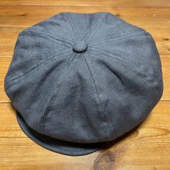 ハンドメイド　 ビッグキャスケット　ブルーグレー　リネン　春夏　サイズオーダー　メンズ　レディース　ココナッツ