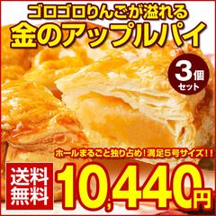 ゴロゴロりんご溢れる.金のアップルパイ3個セット. 訳あり アップルパイ 冷凍 送料無料 ギフト プレゼント お取り寄せスイーツ 贈り物 誕生日 パーティー 手土産 焼き菓子 ケーキ パイ フルーツ 【S11】