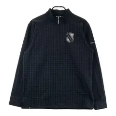 サイズ：LL FILA GOLF フィラゴルフ  裏起毛 ハーフジップ 長袖Tシャツ 千鳥柄 ブラック系 [240101462640] ゴルフウェア メンズ ストスト