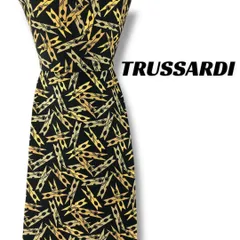 【7328】良品！トラサルディ　ネクタイ　ブラック系　クリップ柄