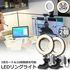LEDリングライト USB自撮りライト2個セット  6.3インチ 直径16cm zoom ライト 高輝度撮影用ライト 3色モード 10段階調光女優ライト オンライン会議/テレワーク/自撮り補光/美 容化粧/タブレット/ノートパソコン/生