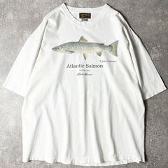 90s 黒タグ Eddie Bauer フィッシュ プリント Tシャツ / 90年代 オールド エディーバウアー アニマル アート オーバーサイズ