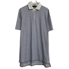 POLO GOLF 半袖 ポロシャツ M ホワイト ネイビー ブルー ポロゴルフ ハーフボタン ボーダー 総柄 古着卸 アメリカ仕入 a703-5694