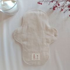 【布ナプキン】無添加コットンフランネルとコットンリネン ピンクベージュ無地 23cm 6層仕立て 1枚