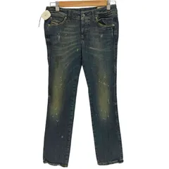 ディーゼル DIESEL 00S CUDDY WASH STRETCH スタッズ ジップロゴ ペイント ダメージ スキニー デニム パンツ Y2K レディース  W26 L30