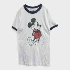 【訳アリ】【ディズニー】『Disney』[ミッキーマウスTシャツ] 半袖シャツ ホワイトネイビー系 白紺 小さいサイズ(S) 商品A2333 管理D