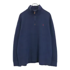 Polo by Ralph Lauren ポロ ラルフローレン ハーフジップ コットンセーター ネイビー(メンズ XL)中古 古着 V1545