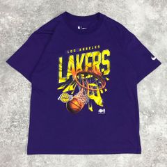 NBA ロサンゼルス・レイカーズ ロゴ刺繍 プリントTシャツ NIKE M パープル NBA75周年 バスケ 古着