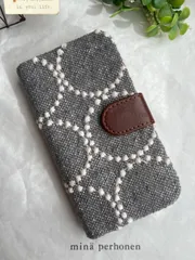 【iphoneSE】 タンバリン ピンク 手帳型スマホケース ミナペルホネン 受注製作】ライトブルー×ピンク タンバリン ミナペルホネン 手帳