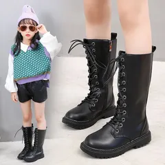 キッズ 子供ブーツ ロングブーツ ダンス ダンスブーツ 編み上げ ブーツ 裏起毛 ファスナー付き 子ども 子供 ジャズダンス 発表会 かわいい おしゃれ オシャレ イベント 誕生日 プレゼント kkxc08