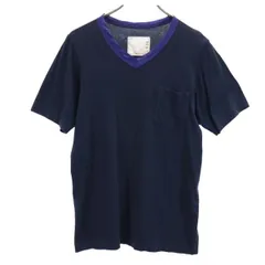 サカイ 日本製 434 Vネック 半袖 Tシャツ 2 紺 Sacai メンズ 【中古】  【230701】 メール便可