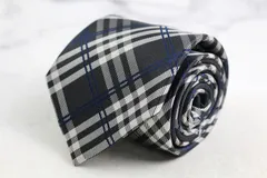 タカキュー ブランド ネクタイ チェック柄 格子柄 シルク PO メンズ グレー TAKA Q 【中古】