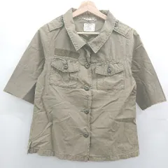 ◇ ⊂ RNA アールエヌエー コットン100% 半袖 シャツ サイズM カーキ レディース E  【1503040001314】
