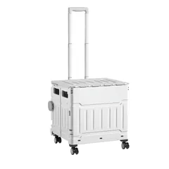 新品 Living キャリーカート 折り畳み 折りたたみ ショッピングカート コンテナキャリー Aj 耐荷重50kg 60L コンパクト 蓋付き 座れる 斜め引き可能 キャンプ用 家庭用 飛び出し防止 簡単組立て（4輪中型）