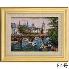 豪華額装　油彩 10号 水辺の風景 ヨーロッパ　洋画　風景画　ヨーロピアン 楽天市場】油彩画 F6号 広瀬和之 「パリの街角」 真筆 額入り