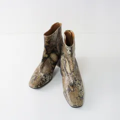 【値下げ】フラッタード FLATTERED パイソン型押しショートブーツ 37/カーキ バックジップ レザー シューズ【2400014361889】のサムネイル