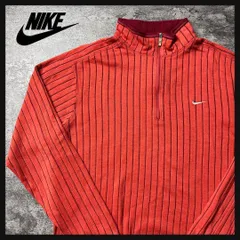 【希少カラー】ナイキ　スウェット　ハーフジップ　ボーダー　ワンポイント刺繍　希少