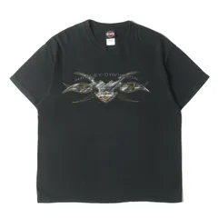 HARLEY-DAVIDSON ハーレーダビッドソン Tシャツ ブラック 黒 サイズ:L | 00s メタル トライバル エンブレム Tシャツ | USA製 Hanes | 00年代 古着 | トップス カットソー 半袖【メンズ】【中古】