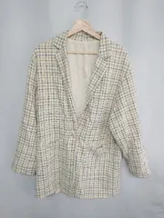 ◇ Kastane カスタネ チェック柄 長袖 テーラードジャケット サイズF アイボリー レディース E  【1407180062160】