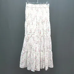 ◇ INGNI ウエストゴム 花柄 裏地あり 透け感なし ロング フレア スカート サイズM ホワイト系 レディース E  【1309250027836】
