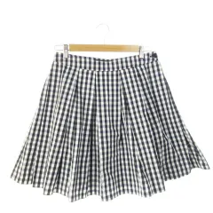 ドゥーズィエムクラス DEUXIEME CLASSE スカート プリーツ フレア ミニ ギンガムチェック 38 青 ブルー /AH3