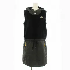ニューバランス NEW BALANCE GOLF ハイブリッド スリーブレス ワンピース ひざ丈 フード ボア 切替 総柄 1 黒 ブラック 012-8224502 /KU ■MUのサムネイル