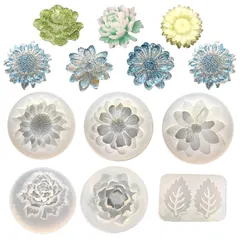 フェリモア シリコンモールド 花 バラ 薔薇 葉っぱ 6種セット 石鹸 粘土 レジン アクセサリー用 0