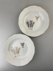 3枚セット 深川製磁 オールド深川 金銀彩 竹林 カレー皿 23cm ビンテージ昭和レトロ当時物古道具