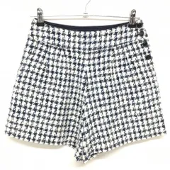 ★SALE価格★【美品】ブルーレーベル クレストブリッジ キュロットスカート 白×ネイビー チェック風 レディース 38 ゴルフウェア BURBERRY GOLF