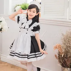 アリス プリンセス コスプレ Mサイズ コスチューム 衣装 女の子 キッズ ジュニア 子供用 半袖 ドレス お姫様 可愛い ペア おそろい イベント パーティー メイド コスプレ メイド服 定番 女児 100 120 140 子供服 子供ワンピース w003M