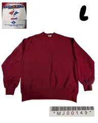 90s00sUSA製ジャージーズ 無地レッド Lトレーナー・スウェット