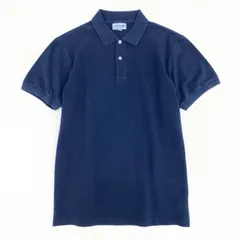 31f14 《未使用保管品》タグ付 LACOSTE ラコステ ヴィンテージウォッシュ 鹿の子 半袖ポロシャツ トップス ロゴワッペン 5 ネイビー コットン