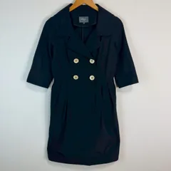 49AV. junko shimada 49アベニュー ジュンコシマダ コートワンピース 七分袖 ダブルブレスト ブラック サイズ38 レディース 古着 モード