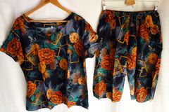ベトナムパジャマ風セットアップ㊱〈ドーボーđồ bộ〉ルームウェア/夏のパジャマ/涼しい/新品/アジア/エスニック/ベトナム服